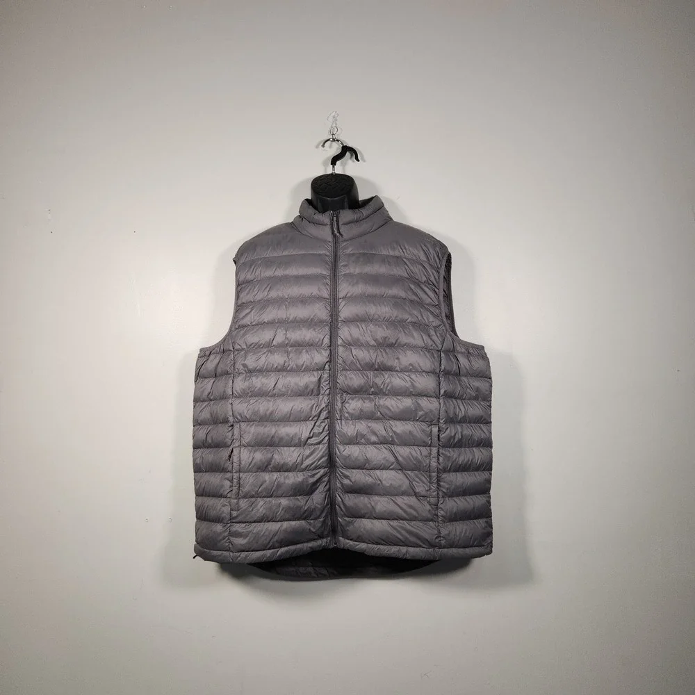 RED HEAD Puffer Vest Mens 2XL Gray Duck Down‎ Feather Filled Outdoor Hiking FLAW